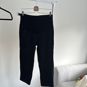 Black Wide Leg Pants with Smooth Texture and Wide Waistband